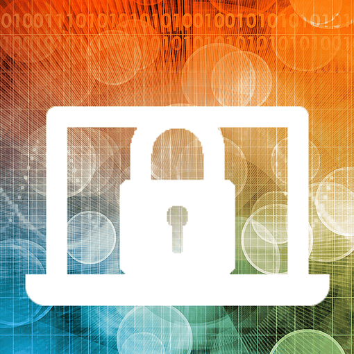 Laptop with a lock over the screen for showing website privacy.
